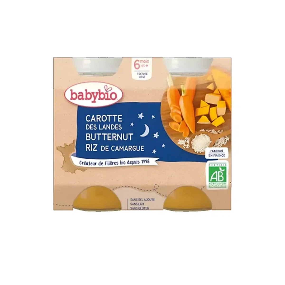 BABYBIO POT BONNE NUIT CAROTTE COURGE BUTTERNUT RIZ 2 x 200G