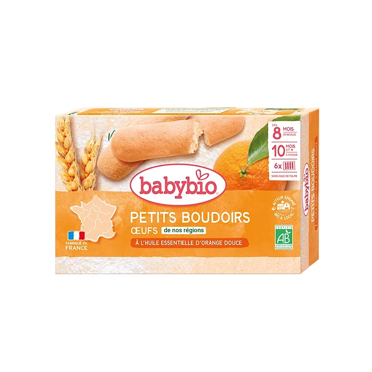 BABYBIO Petits Boudoirs à l’huile Essentielle d’orange Douce 120G