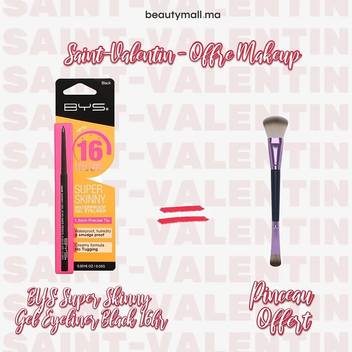 BYS Super Skinny Gel Eyeliner Black 16hr = Pinceau Offert