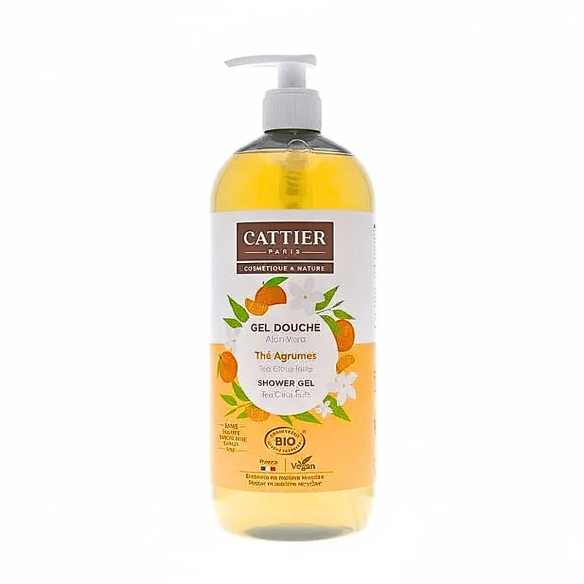 Cattier Gel Douche Aloe Vera Parfum Clelentine-Fleur D’oranger 1L