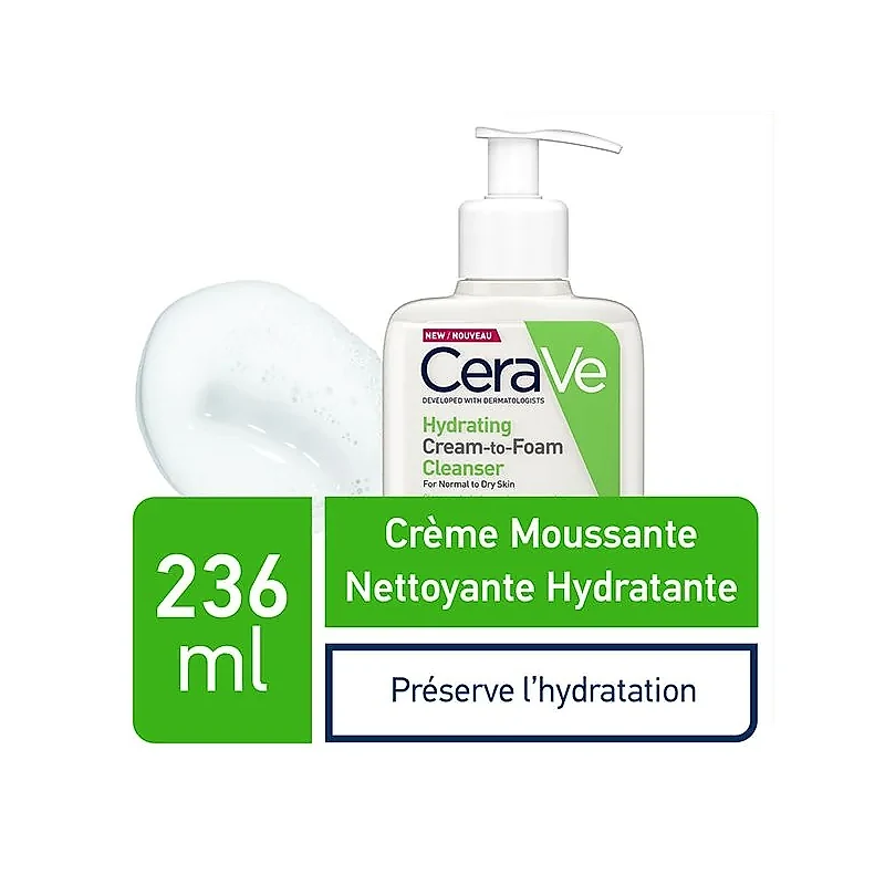 CeraVe Crème Moussante Nettoyante Hydratante Peau Normale à Sèche | 236ml