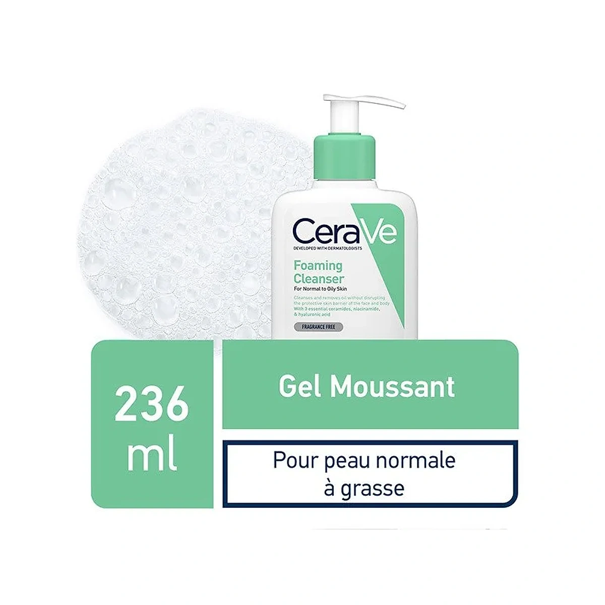 CeraVe Gel Moussant Nettoyant Peau Normale à Grasse | 236ml