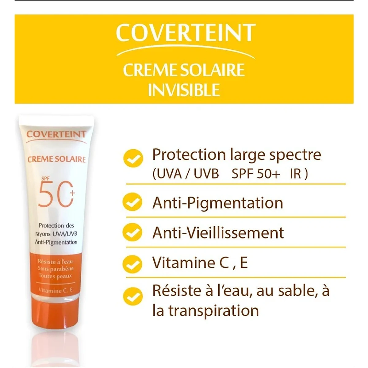 Coverteint Creme Solaire Invisible Spf50+ 50ml