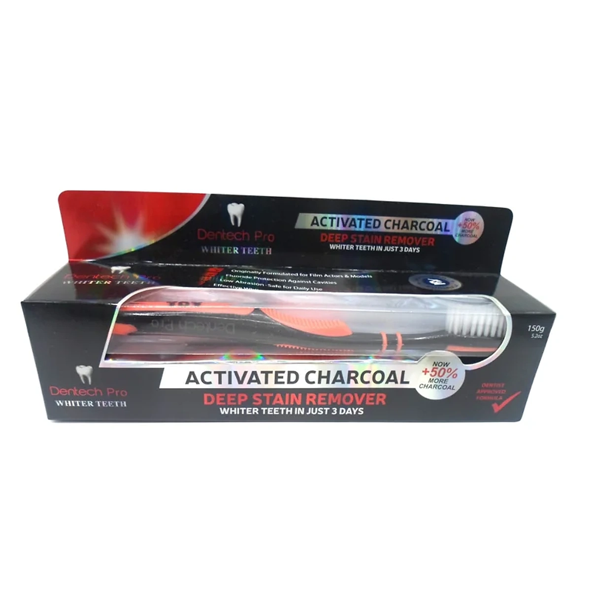 Dentech Pro Activated Charcoal Brosse A Dents & Dentifrice 150g