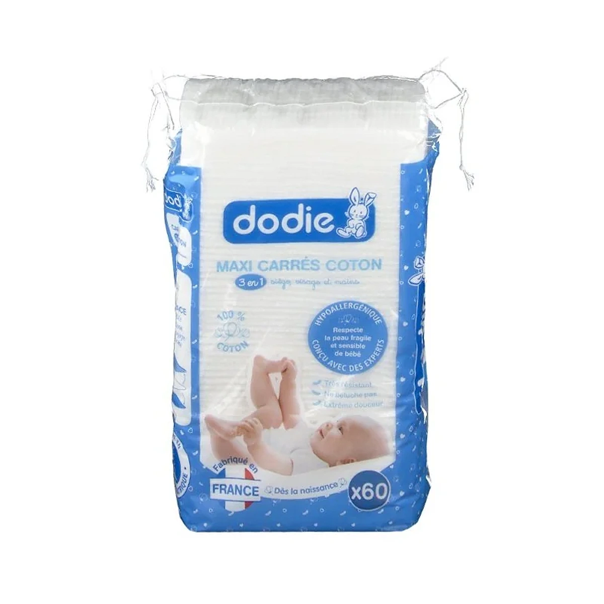 Dodie maxi carres coton 3en1 60pcs