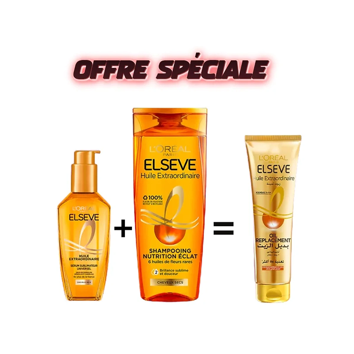 Elseve Routine Ex Oil Huile 100ml+Shampooing 200ml+Oil Replacement 125ml