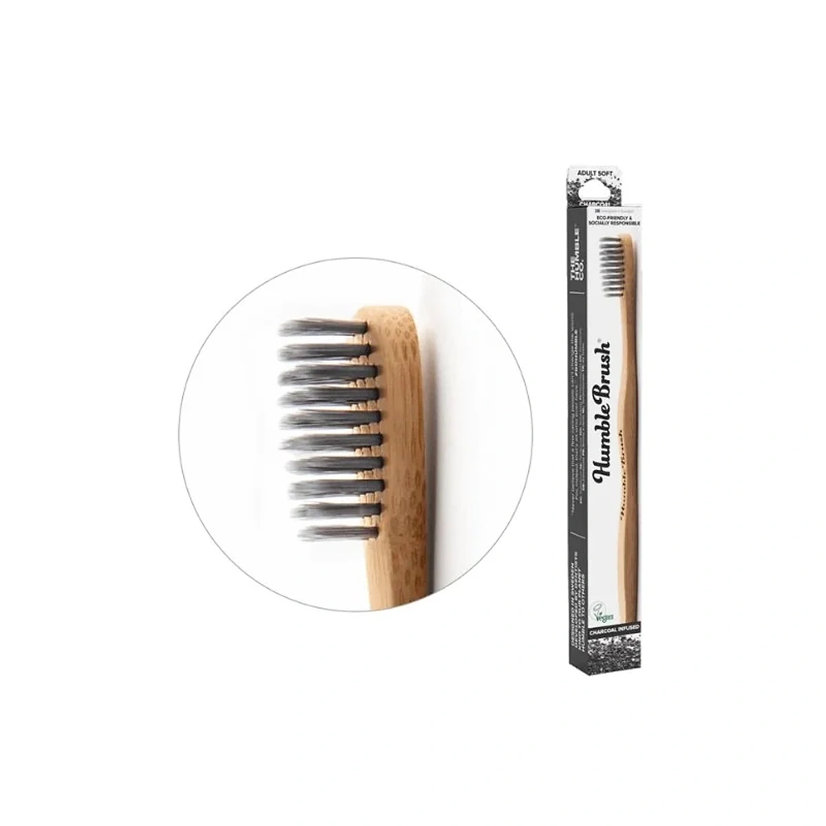 HUMBLE BROSSE A DENTS AU CHARBON POUR ADULTE NOIR DOUCE BAMBOU