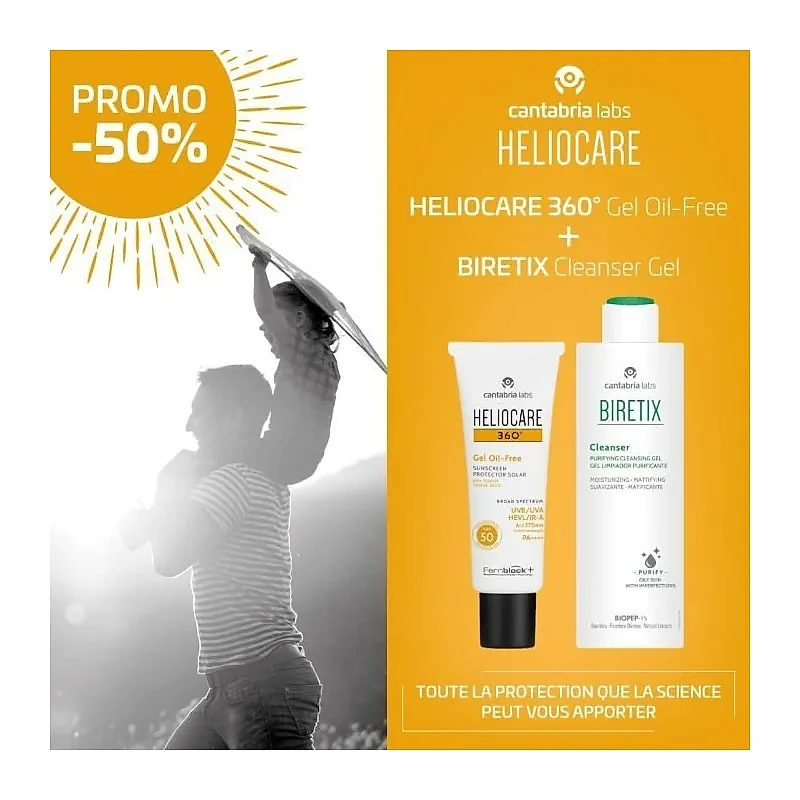 Heliocare – Heliocare 360º Gel Oil-free SPF 50 – 50 ml = Biretix Cleanser 200ml