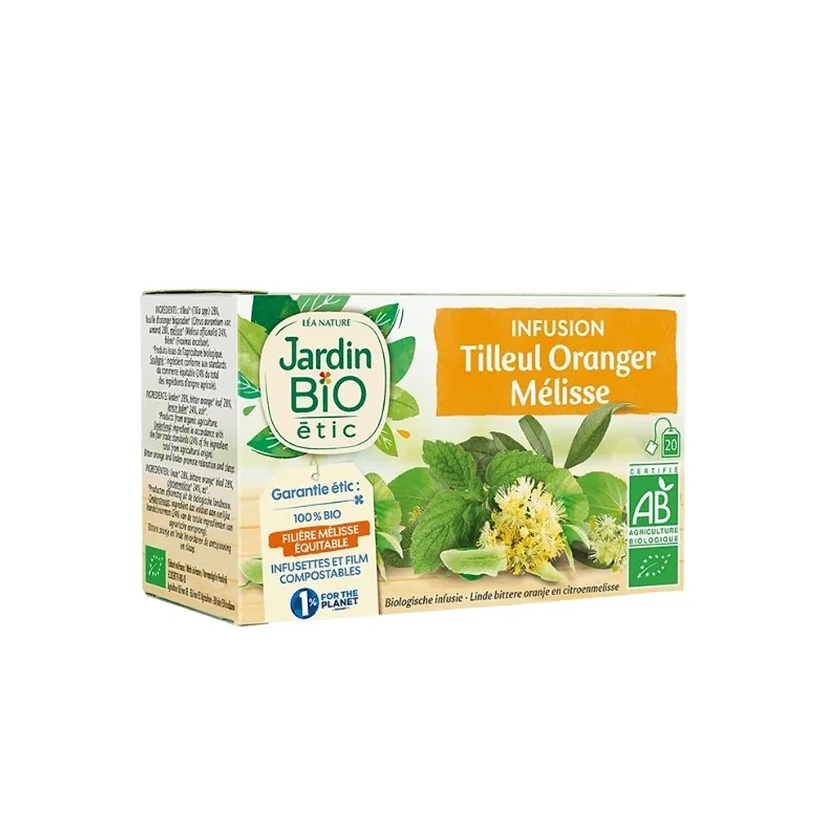 JARDIN BIO INFUSION TILLEUL ORANGER MELISSE 20 SACHET