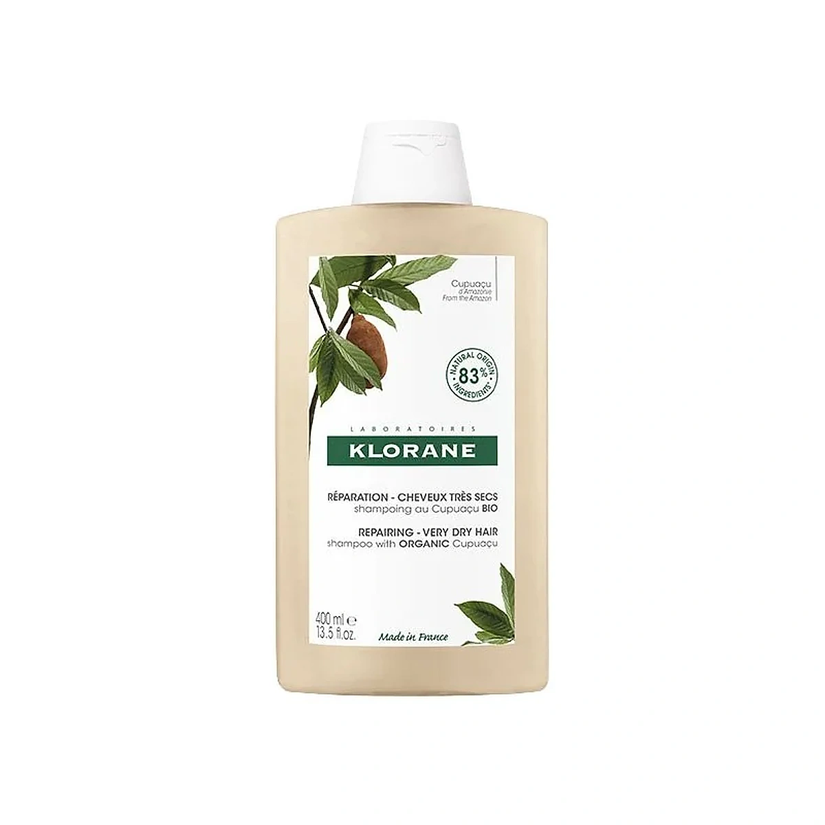Klorane – Shampoing Réparation au Cupuaçu BIO – Cheveux très secs 400 ml