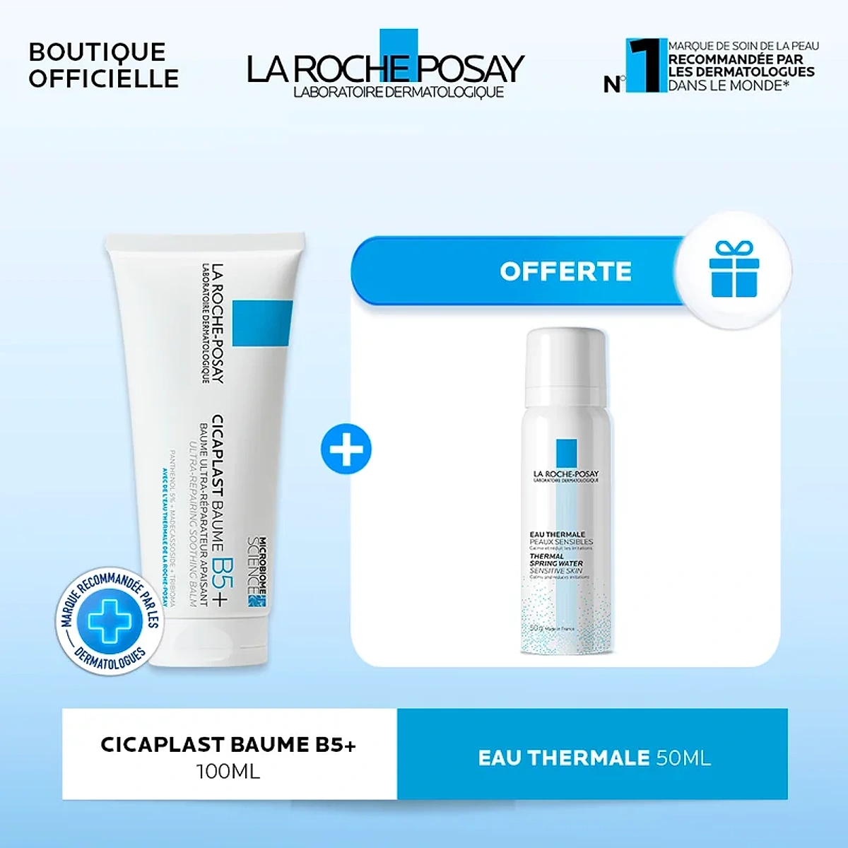 La Roche-Posay Cicaplast Baume Cicatrisant B5+ Peau Fragilisée | 100ml = Eau Thermale 50ml Offerte