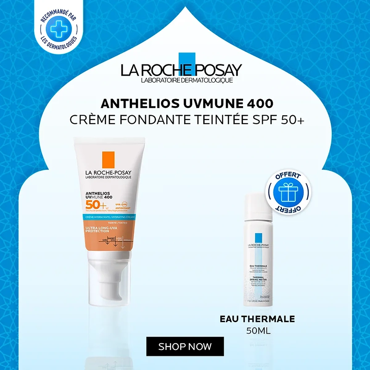 La Roche Posay Anthelios Creme Fondante Teinte UVMUNE 400 50ml+Eau Thermale 50ml Pack