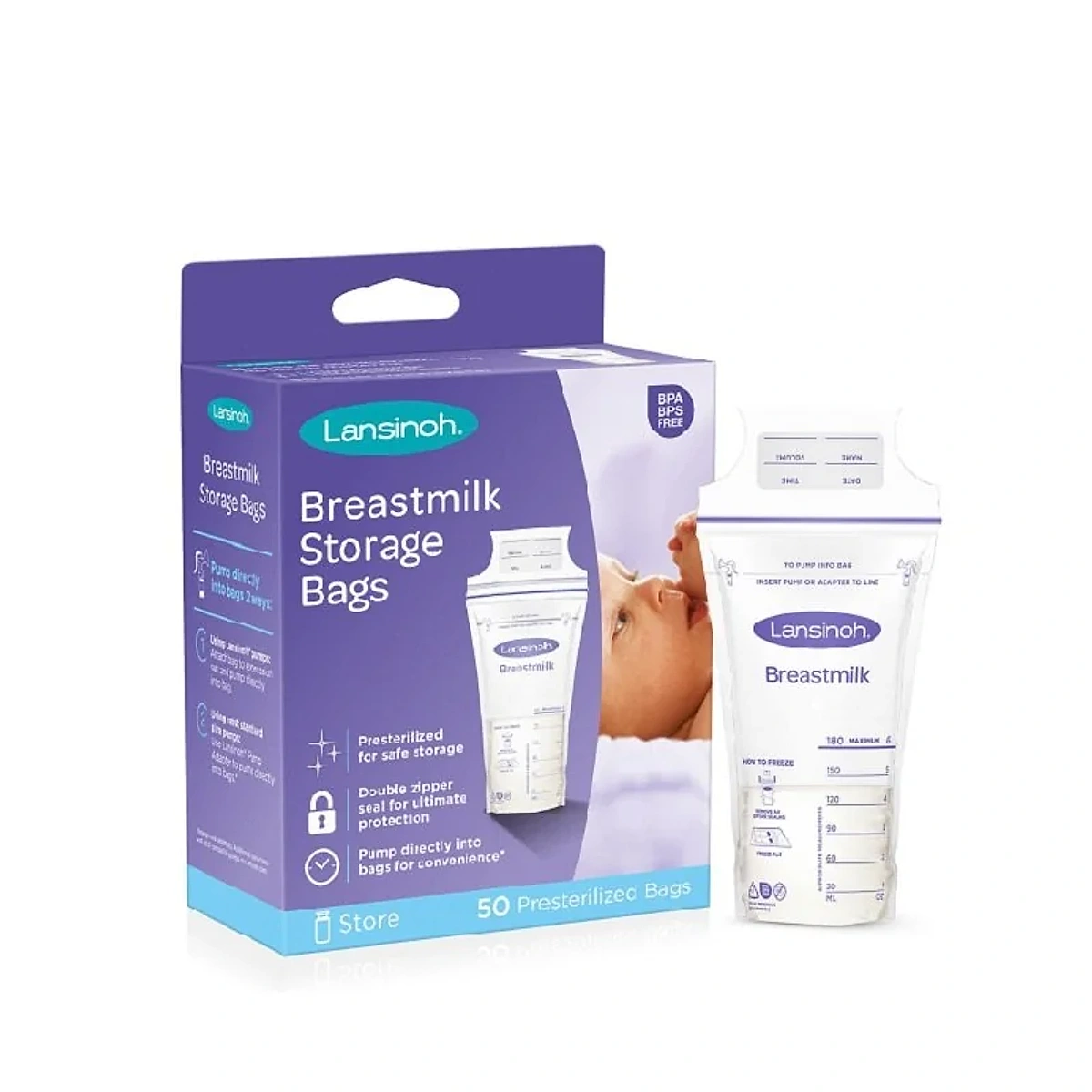 Lansinoh Sachets de Conservation du Lait Maternel 50 Unités