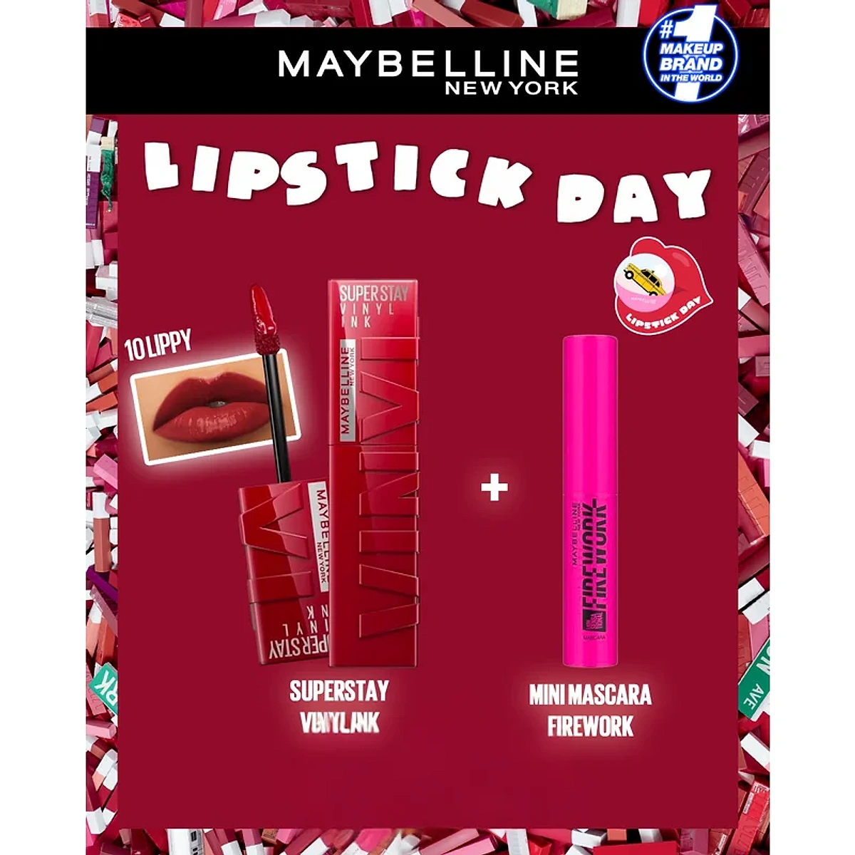MAYBELLINE 10 SUPERSTAY VINYL INK LIPPY = MINI MASCARA FIREWORK