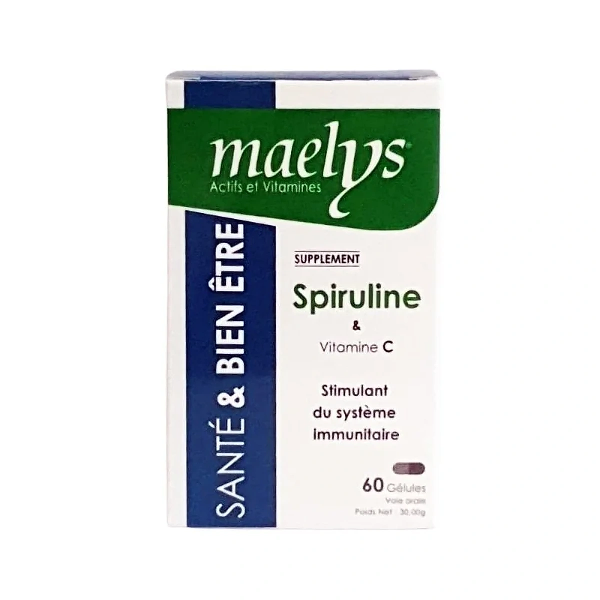 Maelys Spiruline et Vitamine C – 60 Gélules
