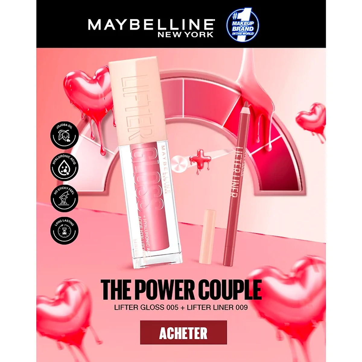 Maybelline Lifter Gloss 005 Petal 5.4ml + Lifter Liner 009 Peaking Pack