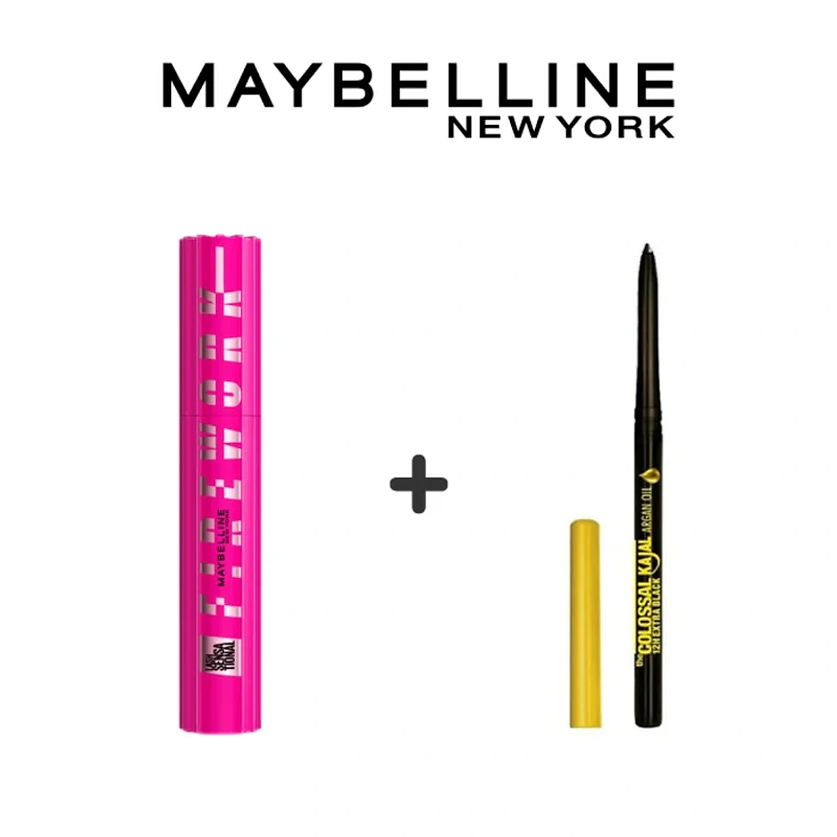 Maybelline Mascara Fire Works Noir 10ml + Crayon Kajal Argan Oil Pack