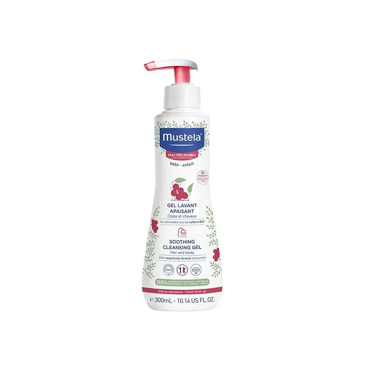 Mustela Gel Lavant Apaisant Corps Et Cheveux Peaux Tres Sensibles 300ml