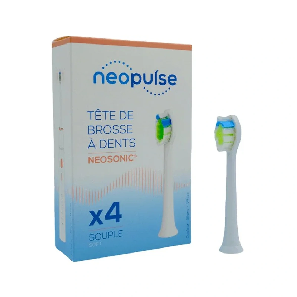 NEOPULSE Recharge 4 Tetes de Brosse à Dent Souple Blanc