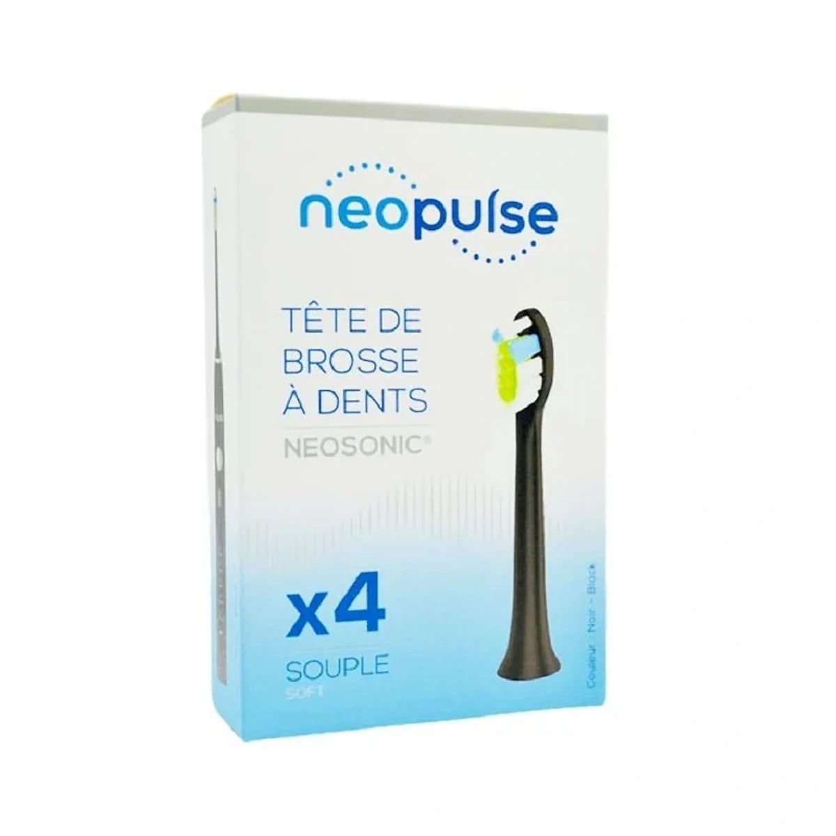 NEOPULSE Recharge 4 Tetes de Brosse à Dent Souple Noir