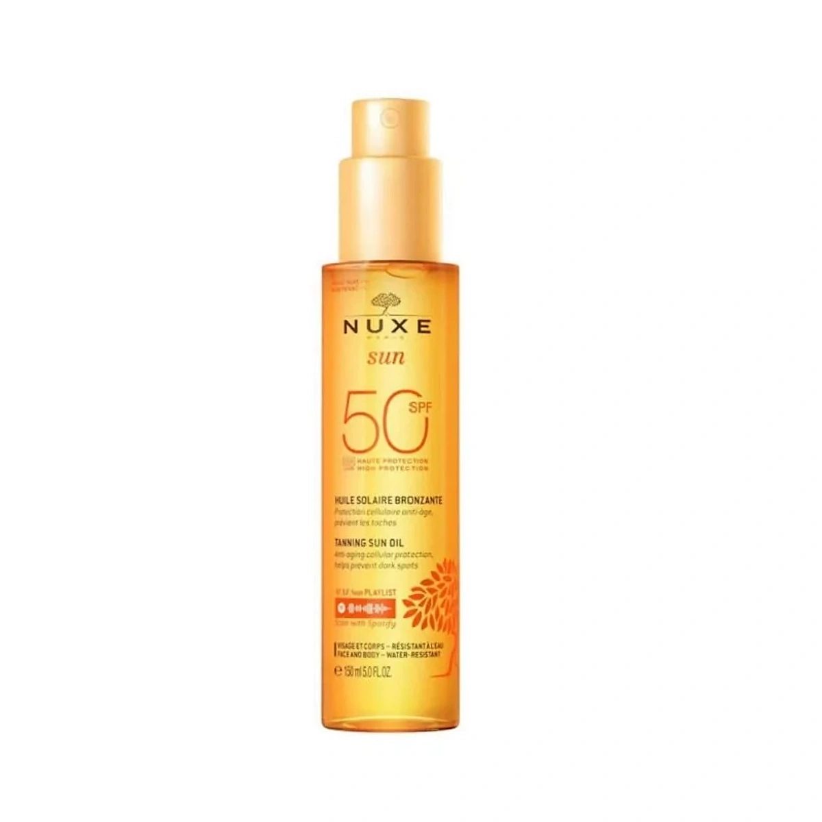 Nuxe Huile Solaire Bronzante Haute Protection SPF50 Visage et Corps 150 ml