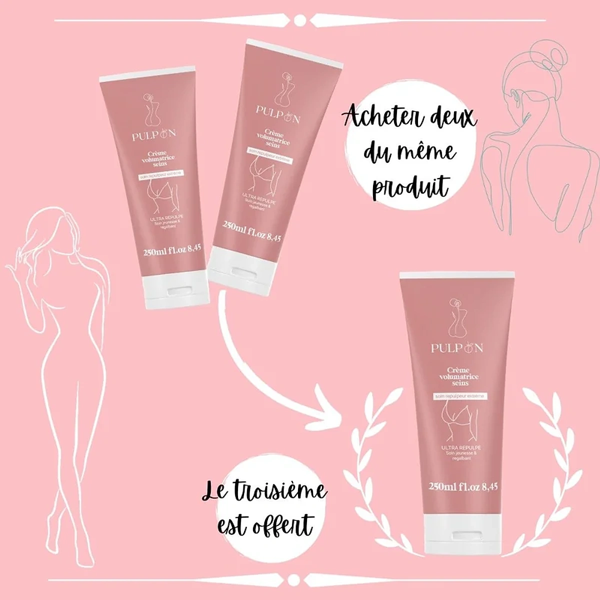 PULPON Crème Volumatrice Seins 250ml 2 Achetés = 1 Offert