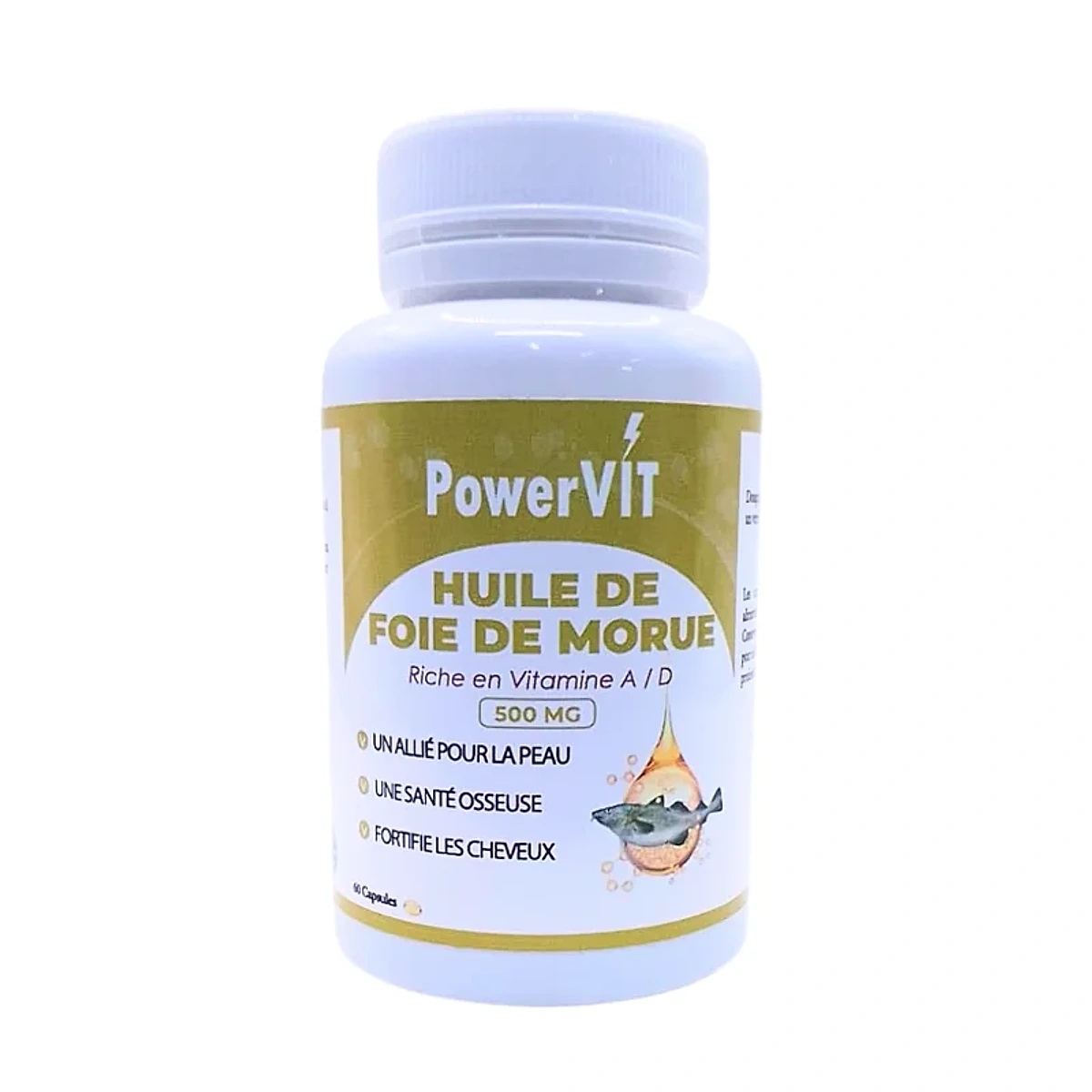 PowerVit Huile de Foie de Morue 500mg 60 Gelules