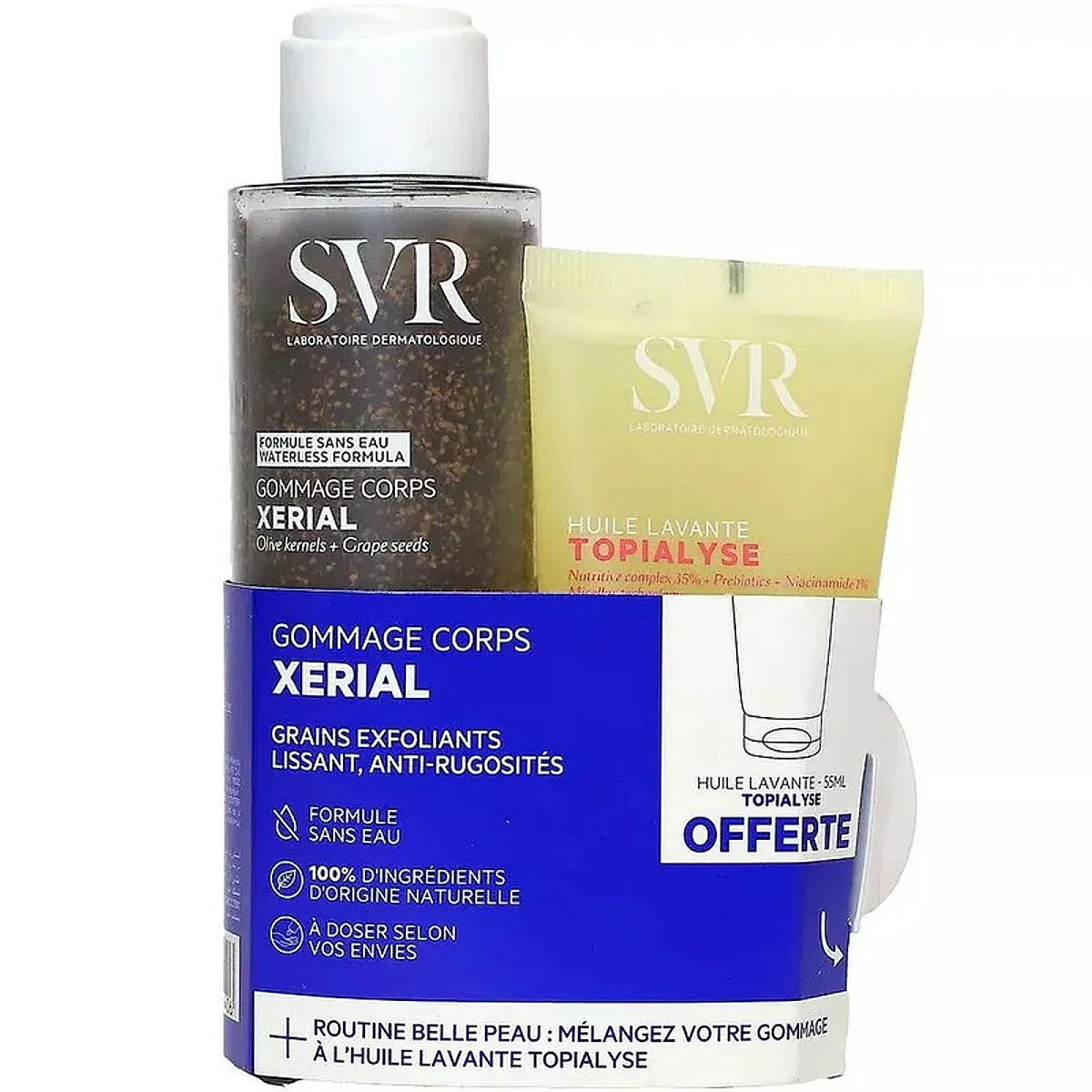 SVR XERIAL Gommage Corps 100g + TOPIALYSE Huile Lavante 55ml Offerte