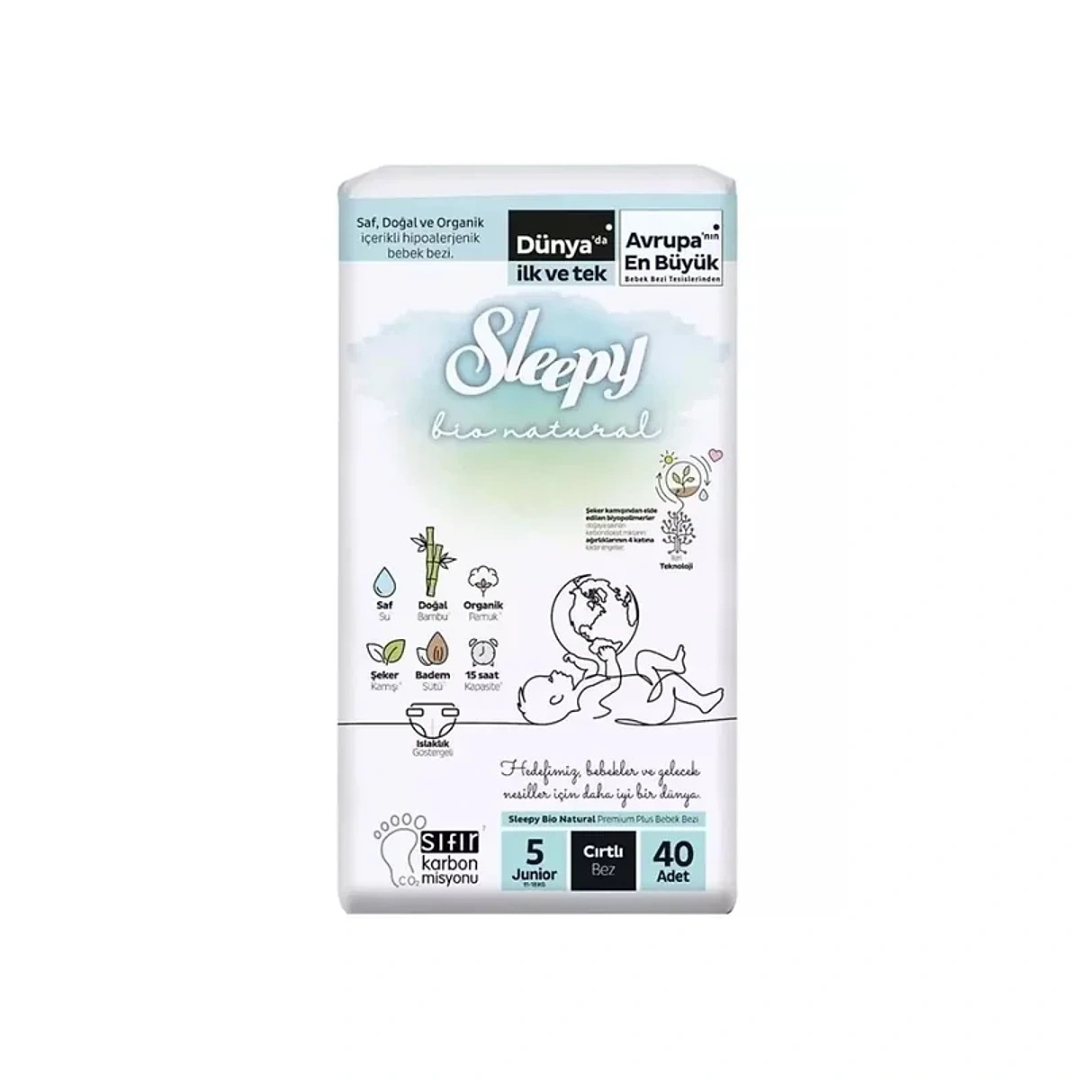 Sleepy Bio Natural Culottes Taille 5 juniors 11-18kg 40 Pieces