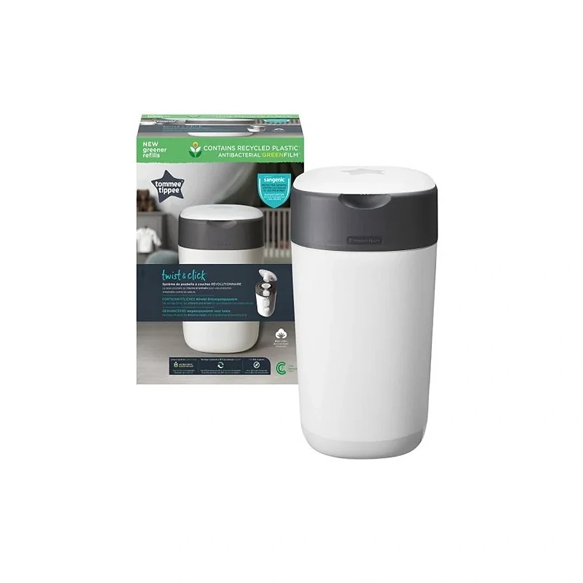 Tommee Tippee Poubelle à Couches Anti-Odeur Twist & Click- Blanc