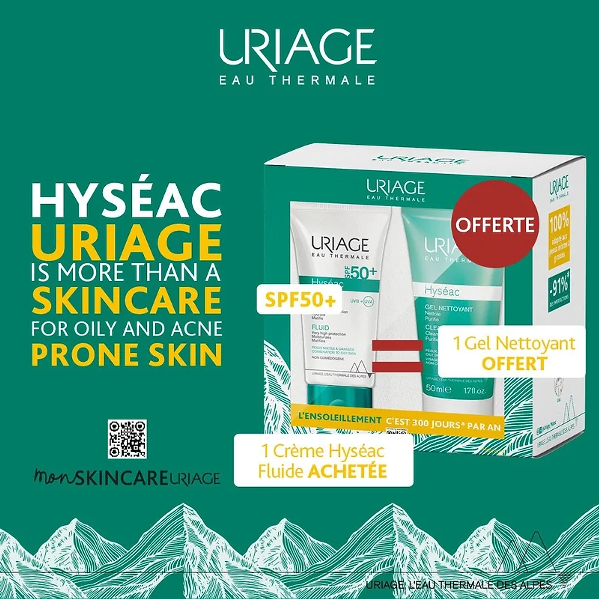 URIAGE Hyseac Fluide Spf50+ = Hyseac Gel Nettoyant OFFERT