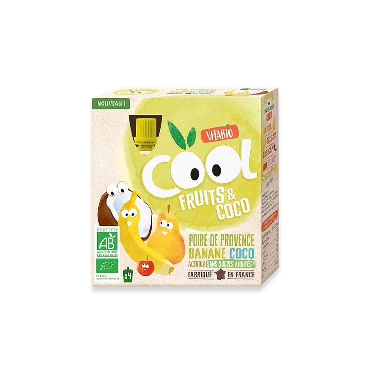 VITABIO COOL FRUITS POMME POIRE 4 X 90G