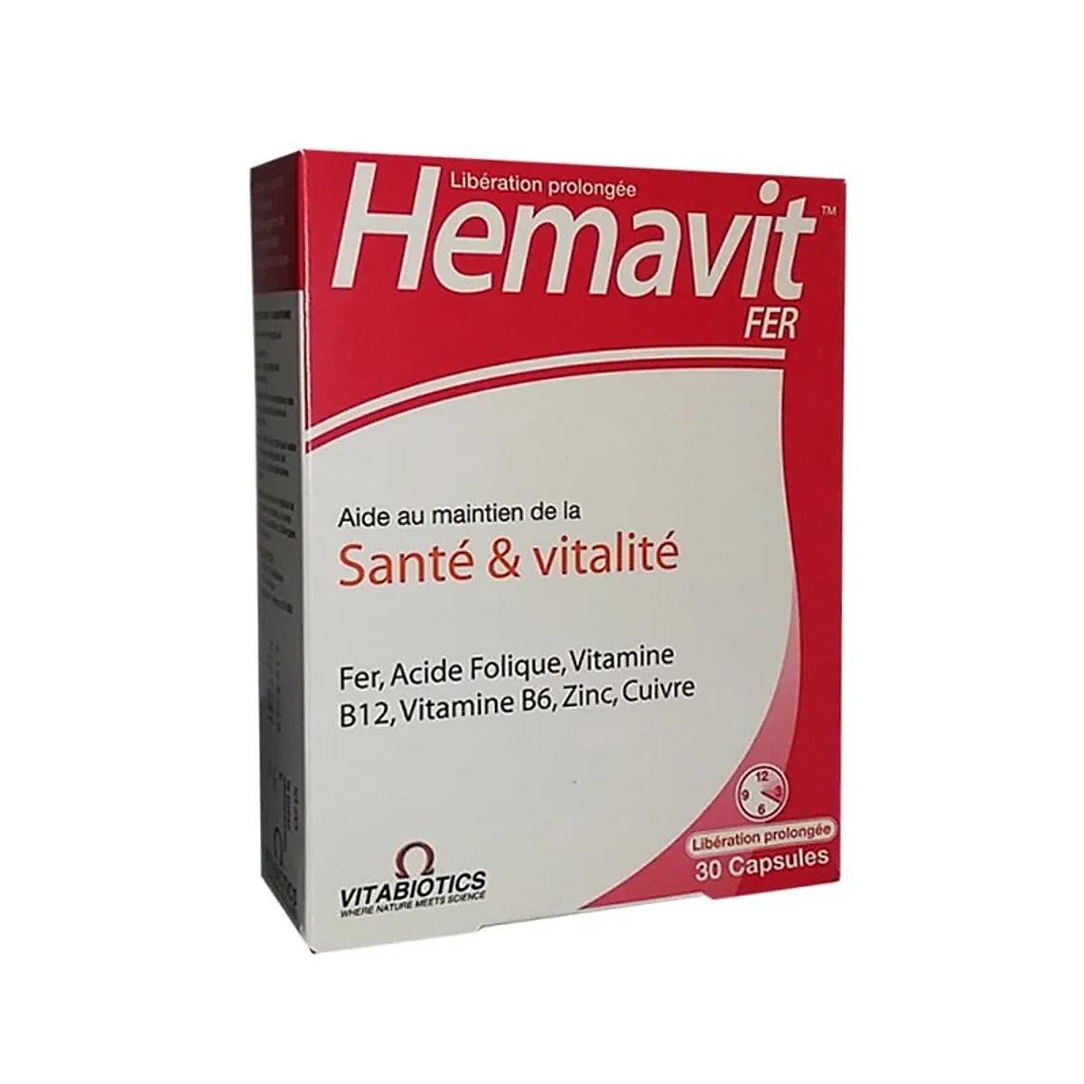 Vitabiotics – Hemavit Fer Santé et Vitalité – 30 capsules