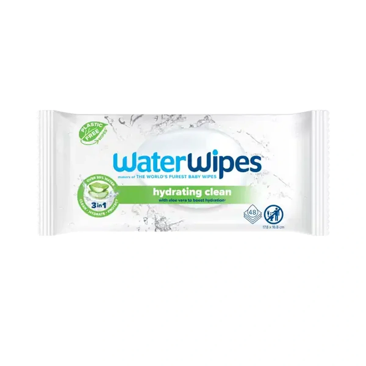 WaterWipes Lingettes Hydrating Clean with Aloe Vera 48 Pieces