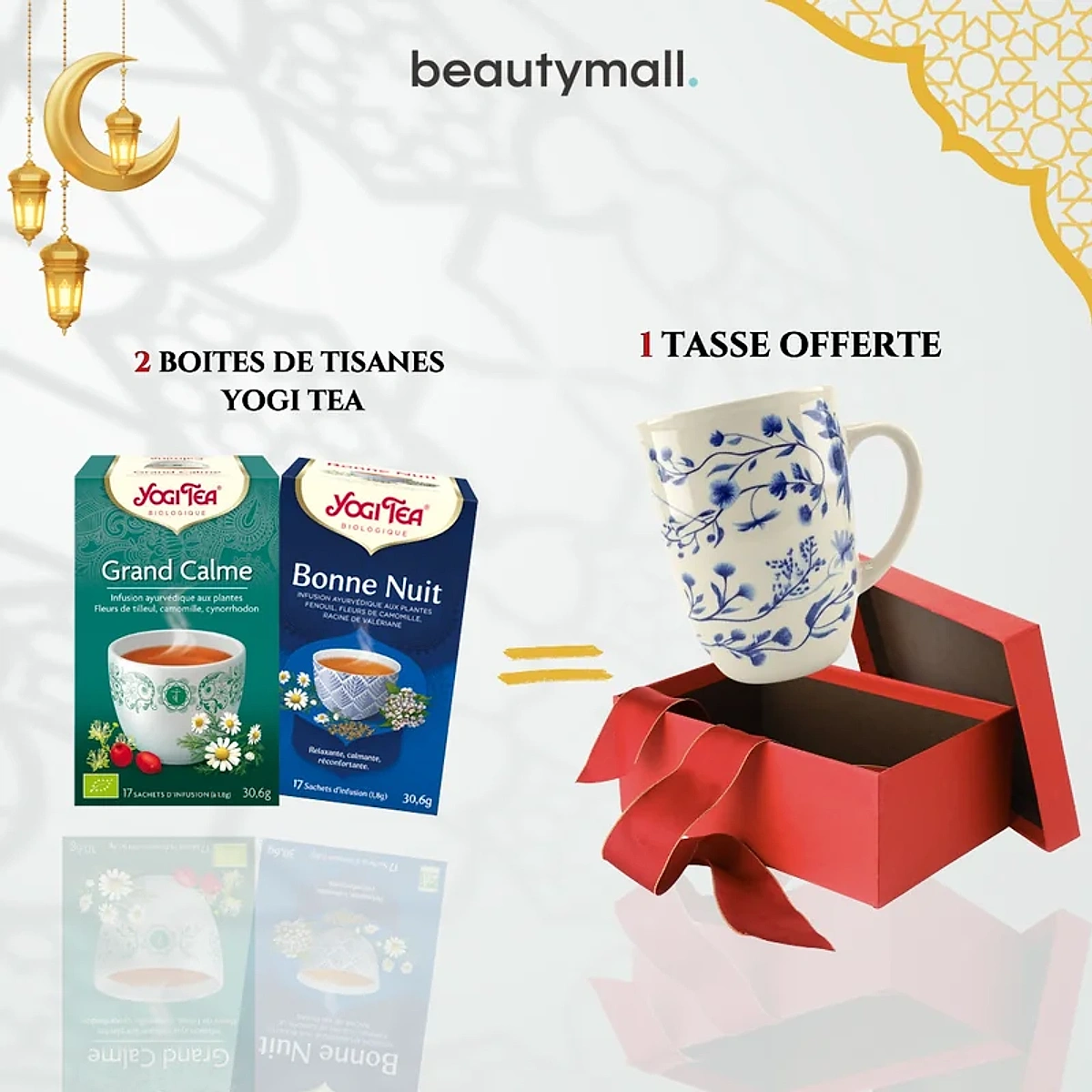 Yogi Tea Grand Calme 17×2g + Bonne Nuit 17×2g – Tasse Offerte