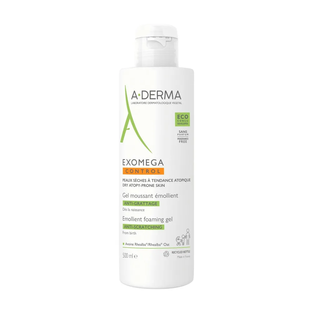 A-derma — Exomega Control Gel Moussant Émollient Anti-grattage 500 ml