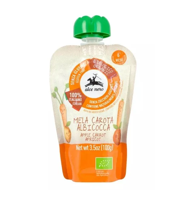 Alce Nero Puree De Pomme Carotte Et Abricot 100g