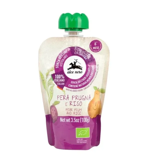 Alce Nero Puree Poire Pruneaux 100g