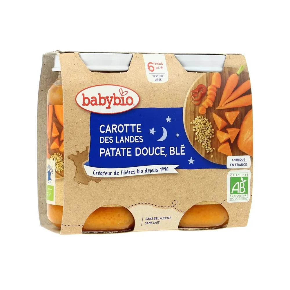 Babybio Bonne Nuit Carotte Patate Douce Et Ble 2 X 200g