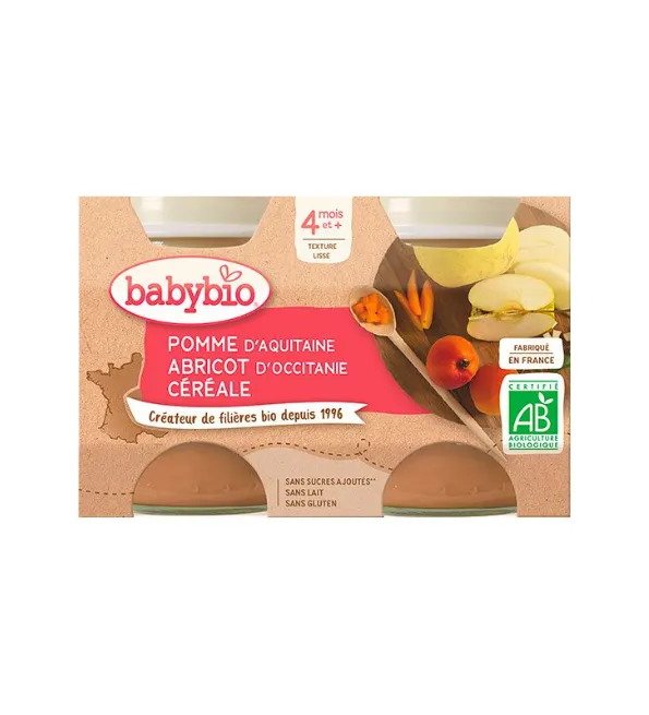 Babybio Petit Pot Pomme Abricot Cereales 2 X 130g
