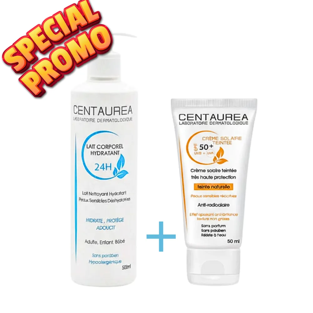 Centaurea Lait Corporel Hydra 500ml +Ecran Teinte SPF50+ 50ml Pack