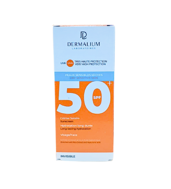 Dermalium Ecran Solaire Peaux Sensibles Seches Spf50+ 50ml