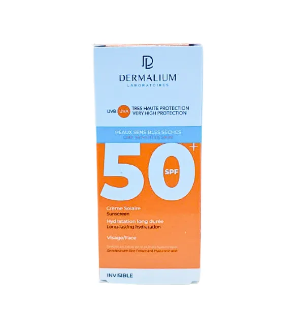 Dermalium Ecran Solaire Peaux Sensibles Seches SPF50+ 50ml
