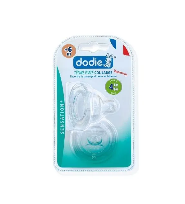 Dodie Tetine Plate Sensation+ Anti Colique D4 +6m Liquide Epais X2