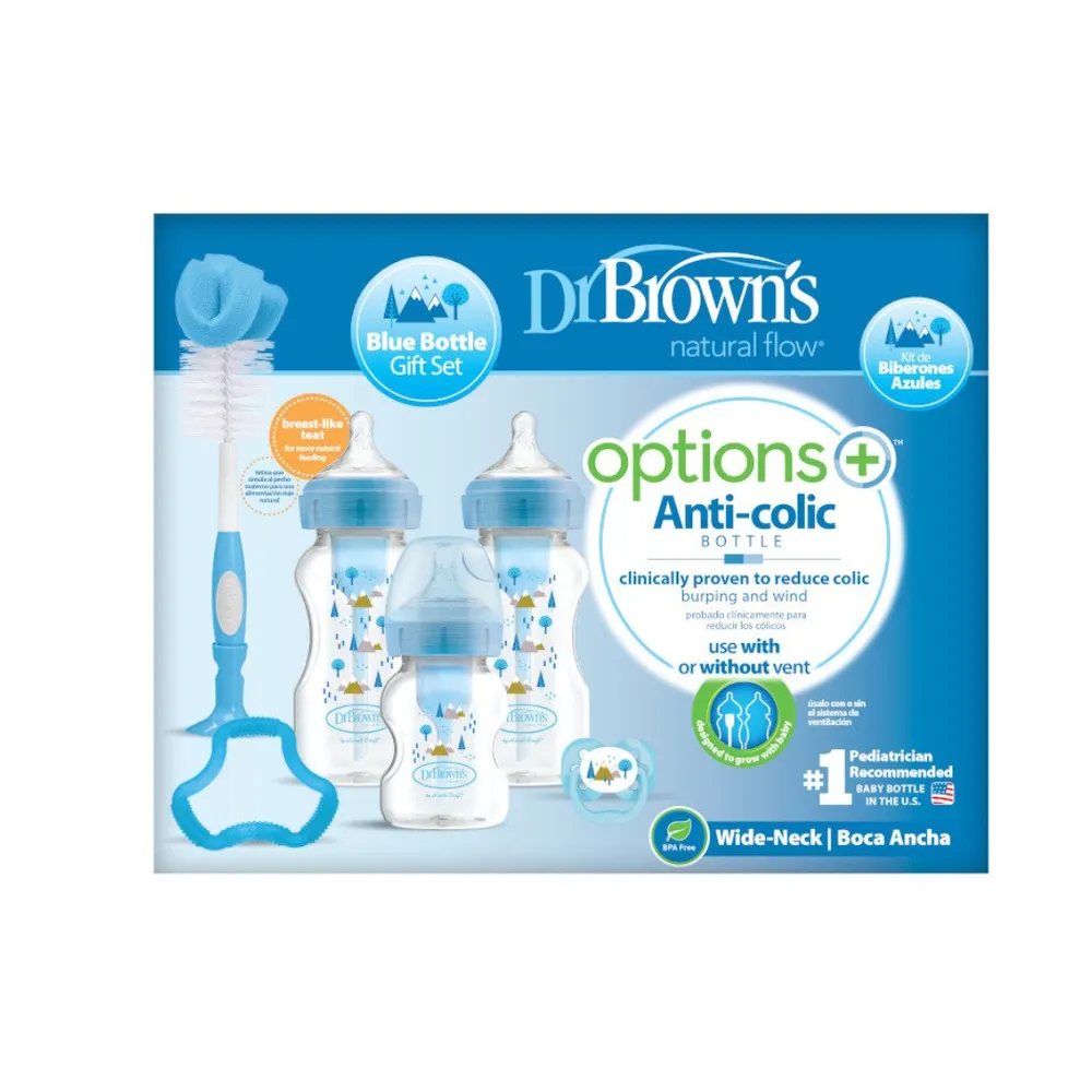 Dr brown's Biberon + Sucette + Anneau + goupillon WB03602-ESX Blue