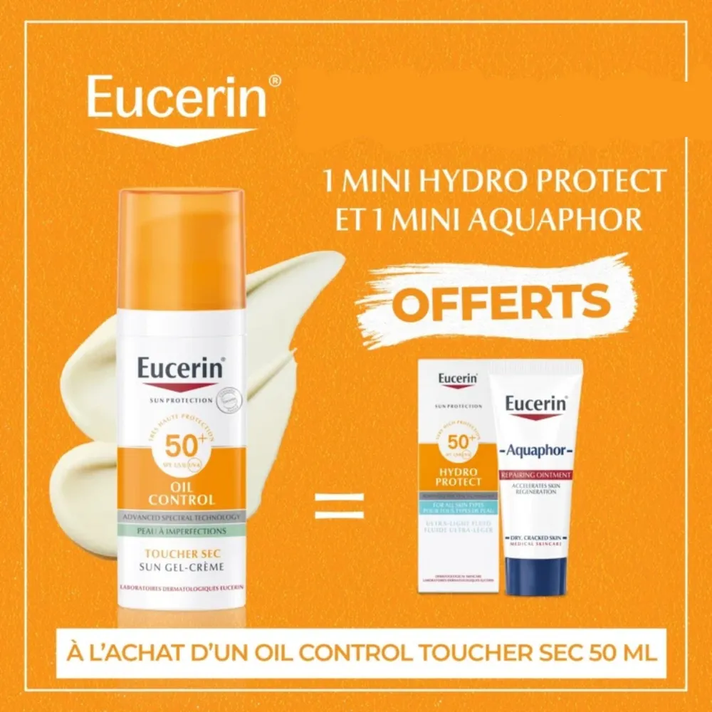 Eucerin « Oil Control 50ml+Hydro Protect 5ml+Baume Reparateur 5ml Format voyage » Pack