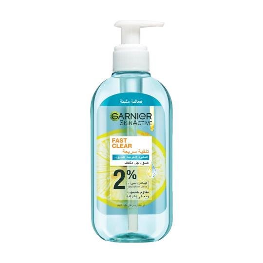 GARNIER Skin Active Fast Clear Gel Nettoyant Moussant Anti Acné avec de l'Acide Salicylique – 200ml