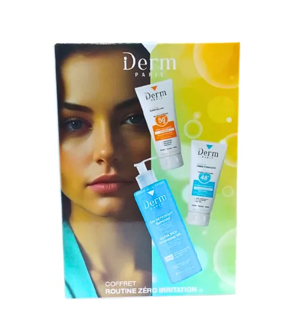IDerm Coffret Routine Zero Irritation Gel surgras+Creme hydratante+Ecran