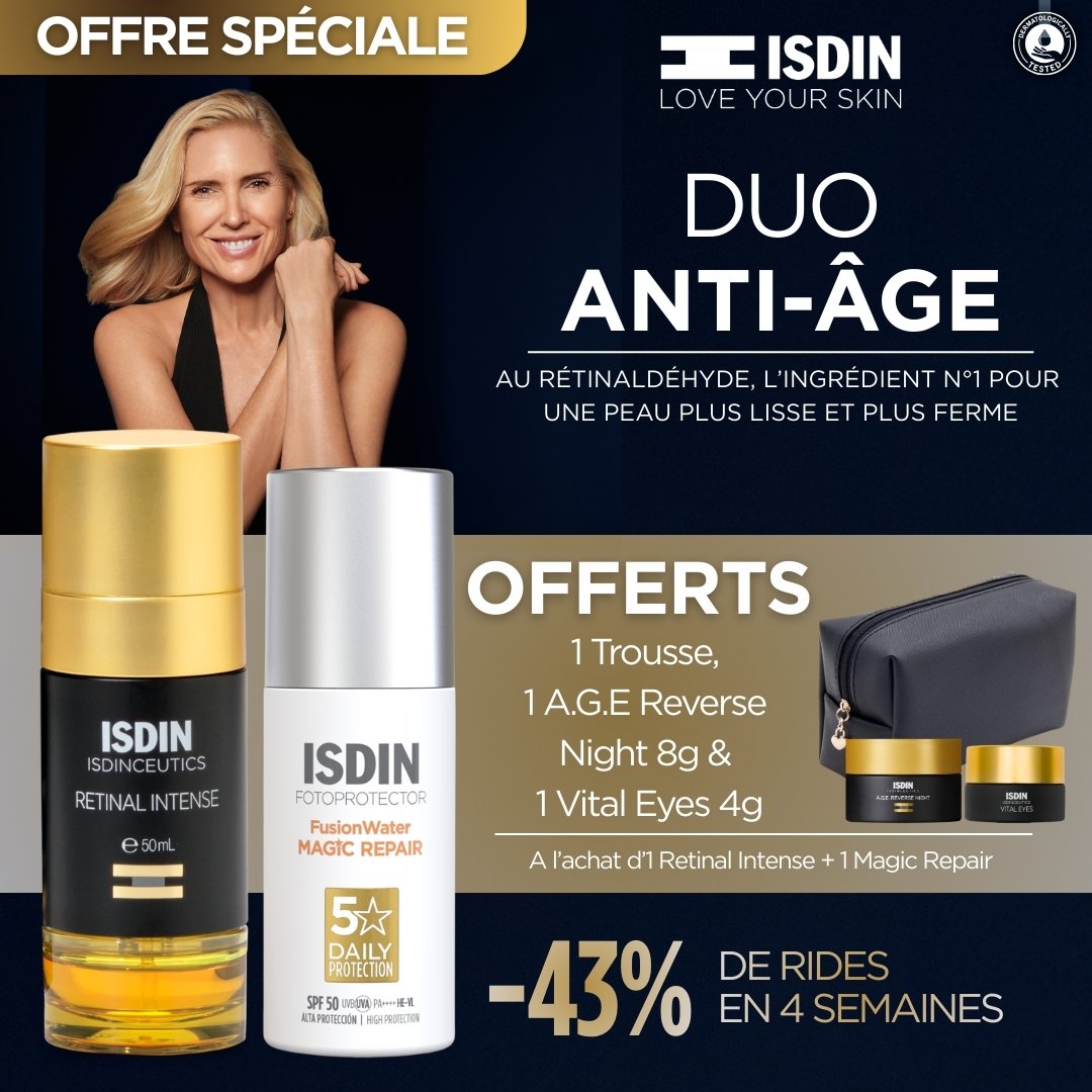 ISDIN Isdinceutics Retinal Intense Serum+Fotoprotecteur Fusion Water Magic Repair = Trousse + Age Reverse Night+ Age Reverse Eyes OFFERTS