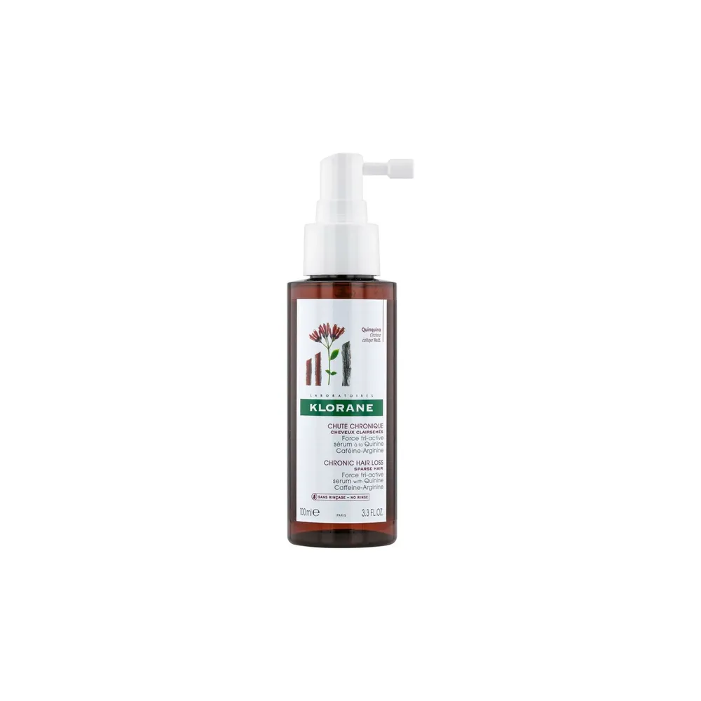 Klorane – Force tri-active sérum antichute Quinine Caféine – Chute de cheveux chronique – Cheveux clairsemés 100 ml